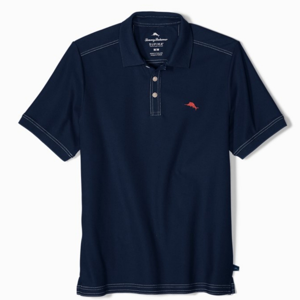 TOMMY BAHAMA Emfielder Island Zone Polo Navy Blue MEDIUM Short Sleeve